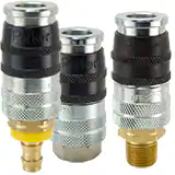 派克E-z-mate 系列快換陰接頭，扭轉(zhuǎn)開關(guān)空氣流通，符合 ISO 4414 排氣要求